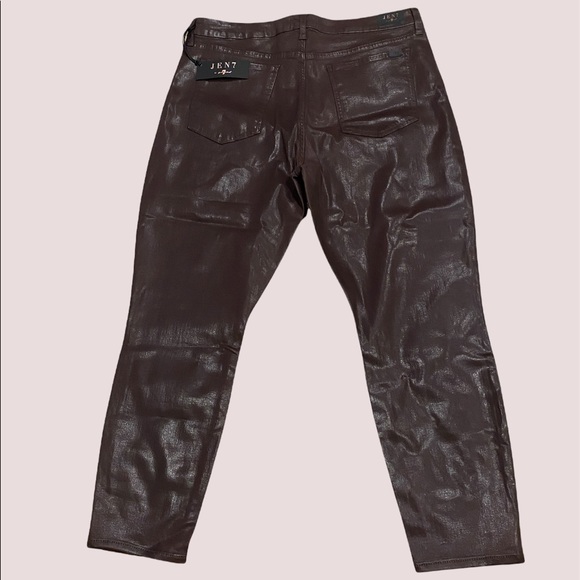 Jen7 by 7 For All Mankind High-Rise Brown Shiny Coated Ankle Skinny Jeans 16 NWT - Picture 4 of 11